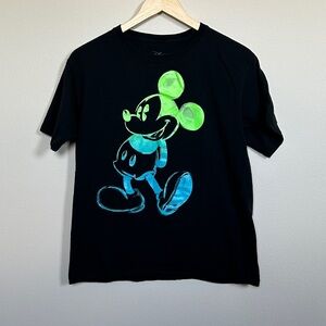 Disney Mickey Mouse Shirt Glow In The Dark Graphic Short Sleeve T-Shirt Boys XL